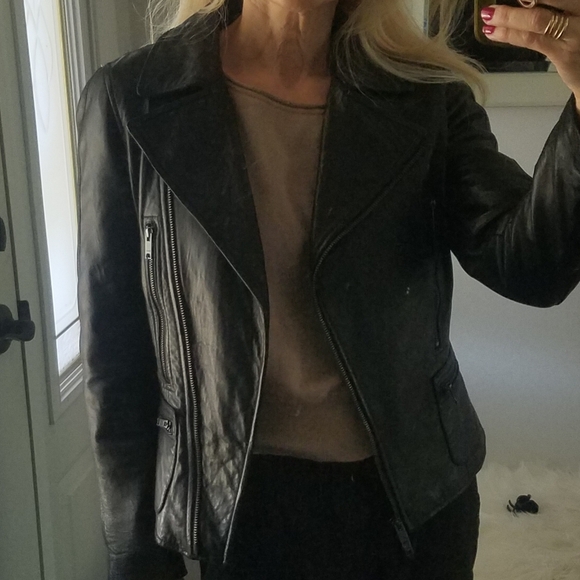 NEW DKNY butter Soft Lamb Skin Leather Moto Motorcycle Biker Jacket - Picture 5 of 17